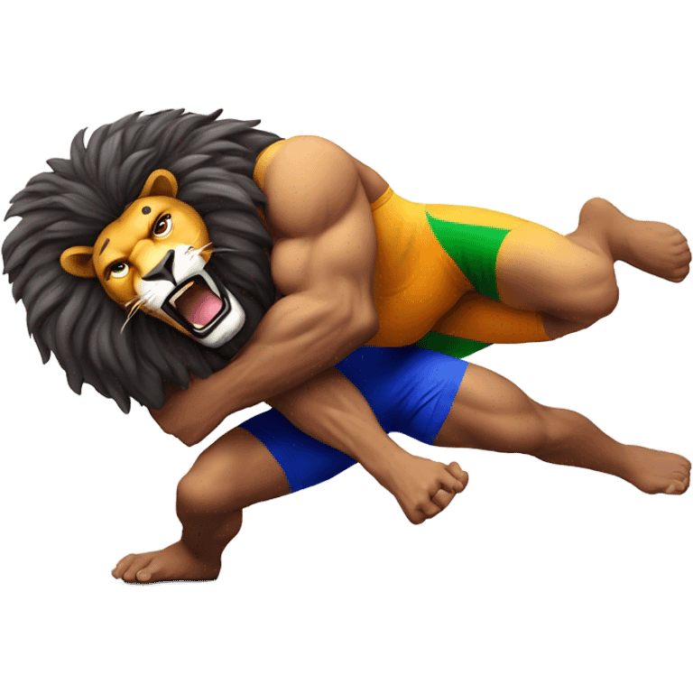 wrestler taming a lion emoji