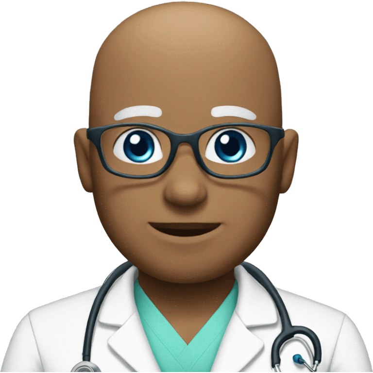 Bald blue eyed doctor emoji