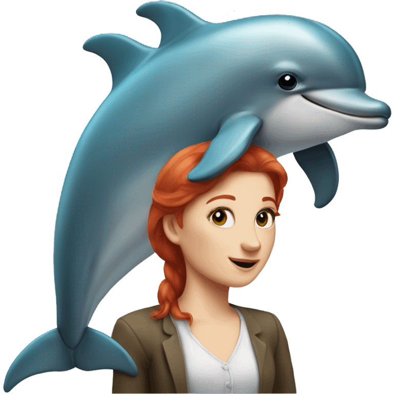 A dolphin with a human redhead face emoji