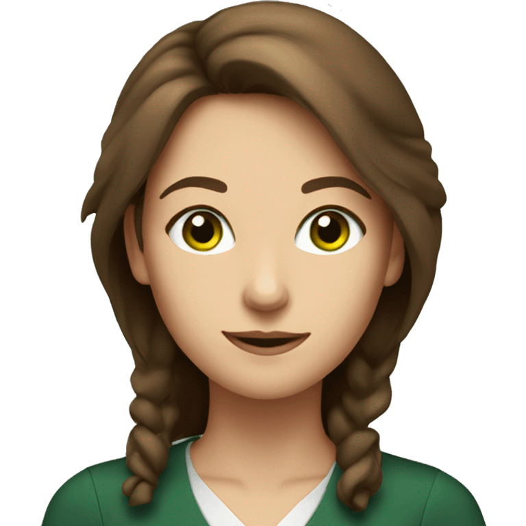 brown haired green eyed female teacher emoji