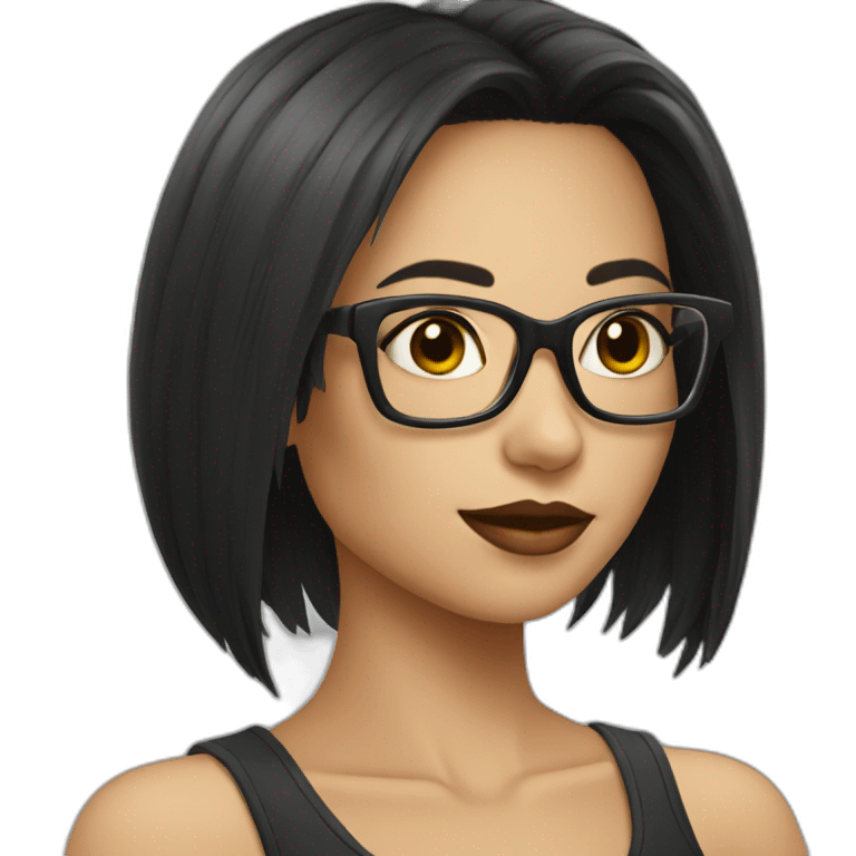 Glasses sexy girl with black hair emoji