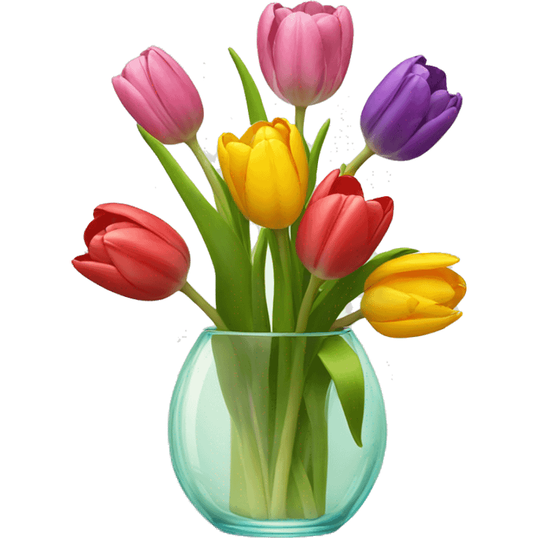 Colorful tulips in a glass vase  emoji