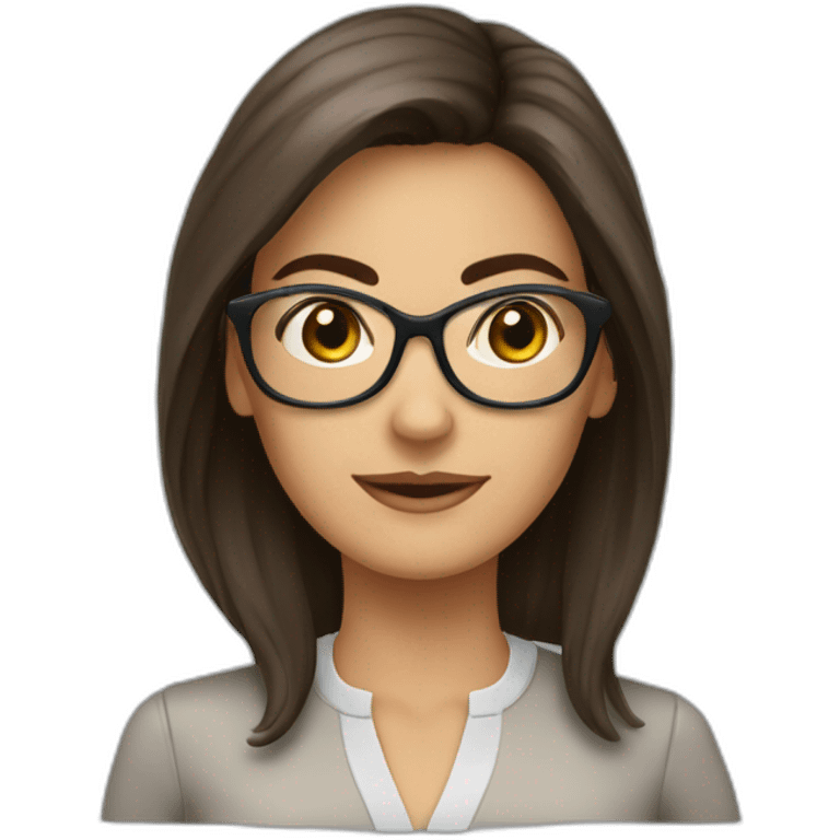 femme directrice avec lunettes frisée brune emoji