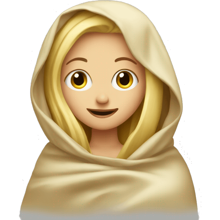 Blonde girl under a blanket  emoji