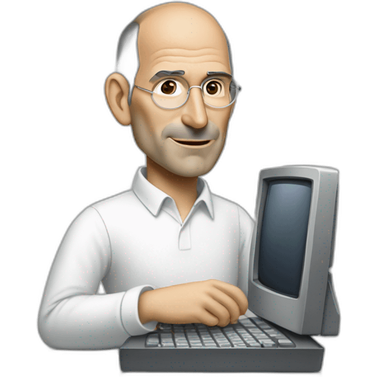 Steve jobs with a Mac plus  emoji