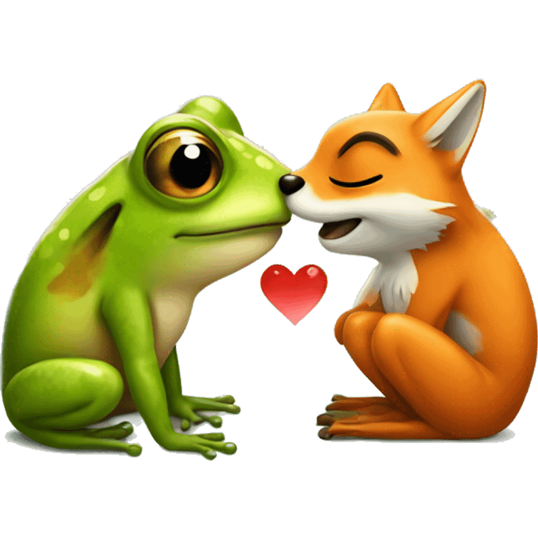 Frog and fox in love emoji