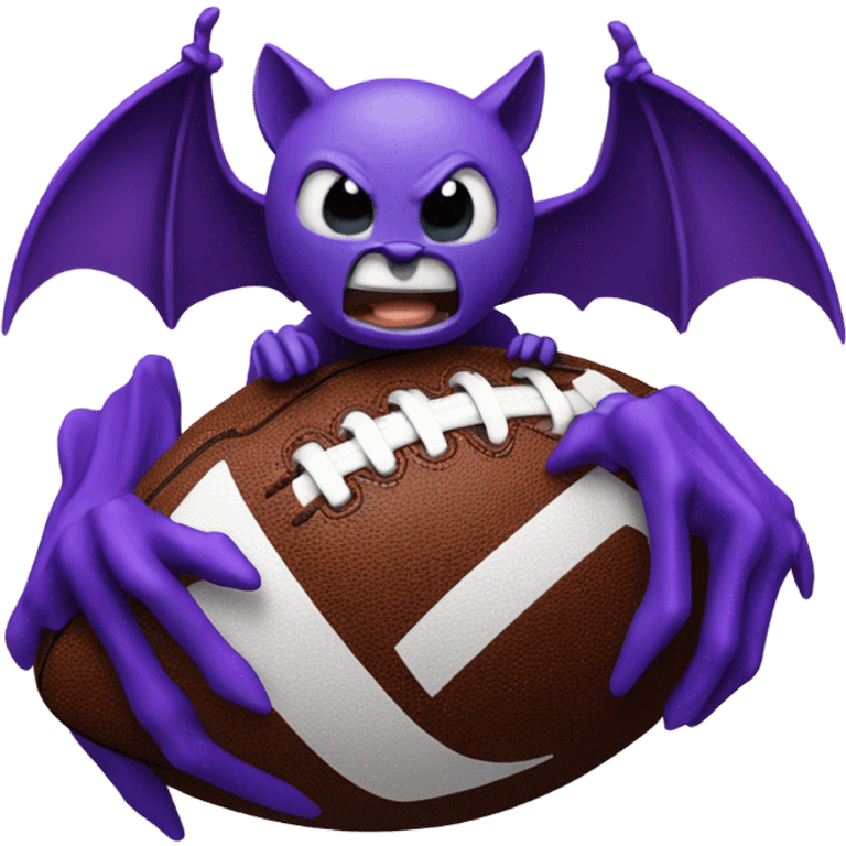 purple bat carrying an nfl football emoji