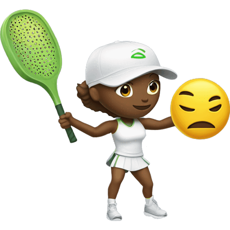 Tess with pickleball paddle superhero  emoji