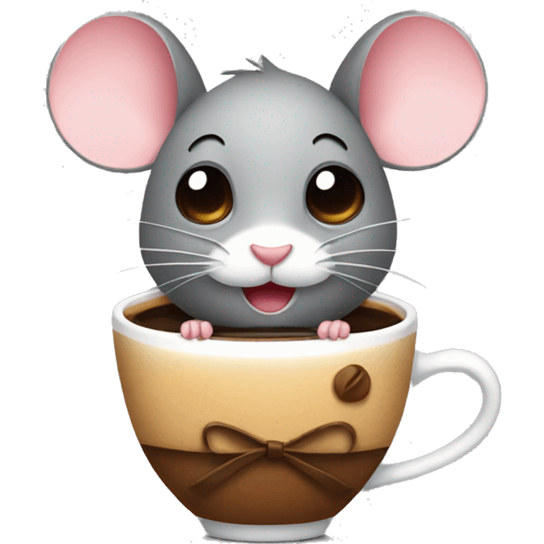 Mouse with bow and coffee emoji