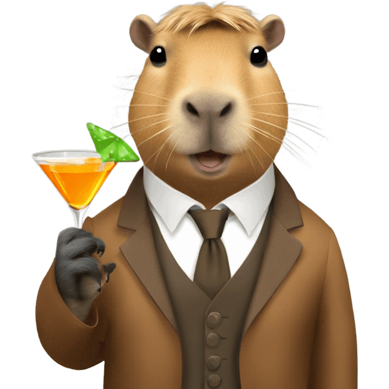 Capybara wearing a bow and holding a martini  emoji