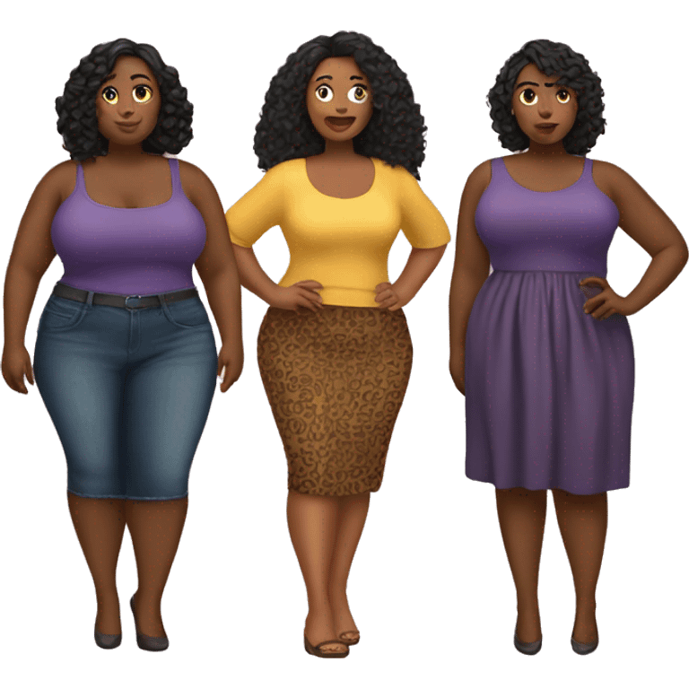 three women plus size emoji