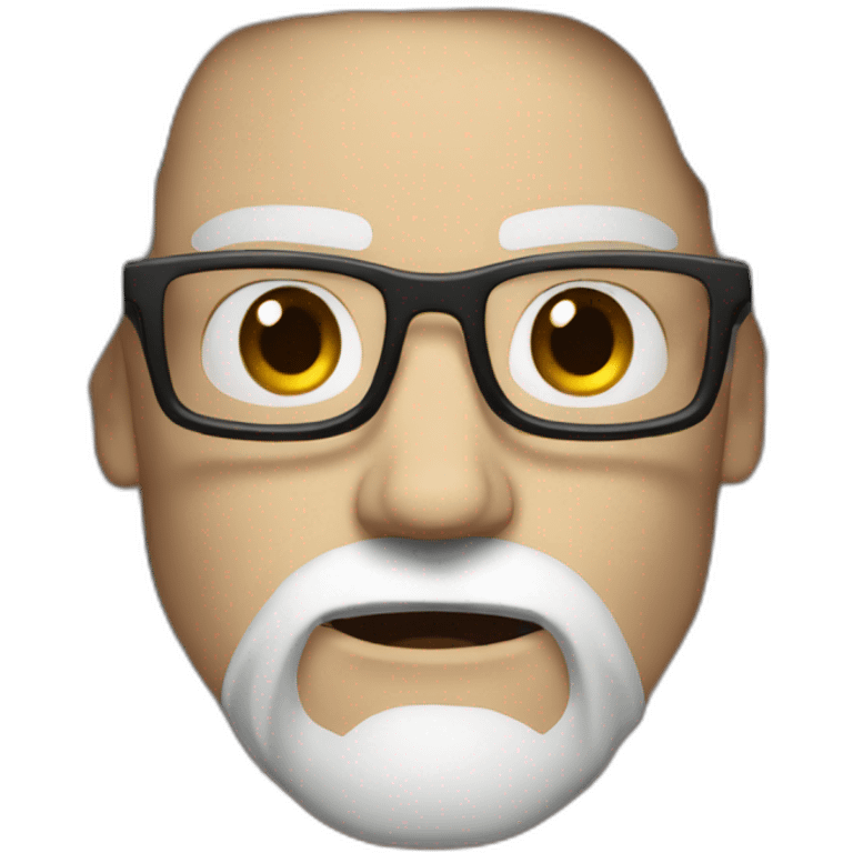 very angry white man with beard, medium lenght dark hair and glasses close up emoji