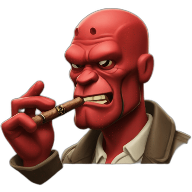 Hellboy smoking a cigar emoji