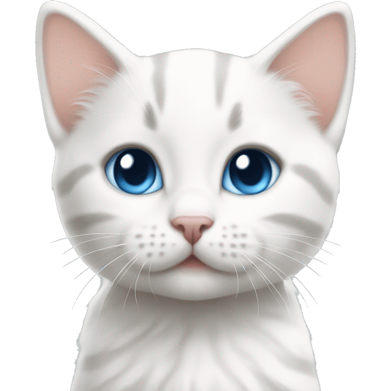 Blue eyed white kitten w gray stripes  emoji