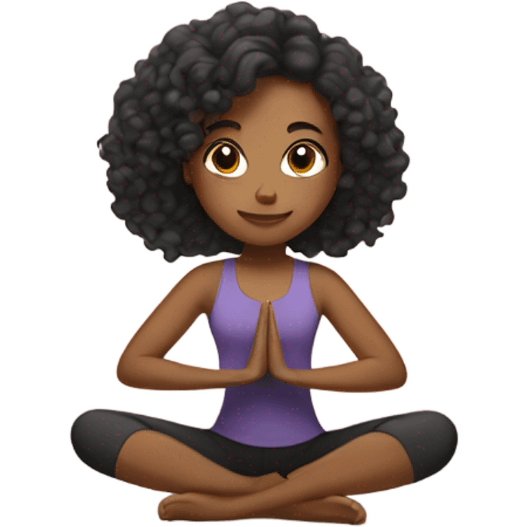 a mixed girl with wavy hair doing yoga  emoji