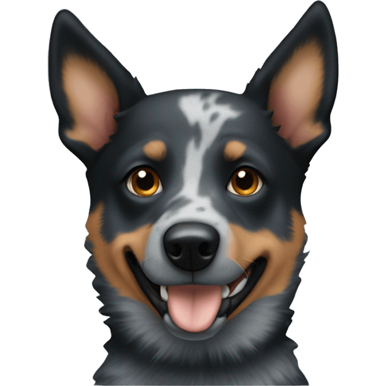 Blue heeler dog with black on half of the face  emoji