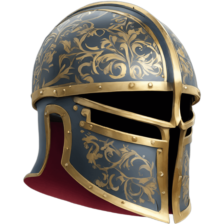 ornate french full-face armet helmet intricate inlays emoji