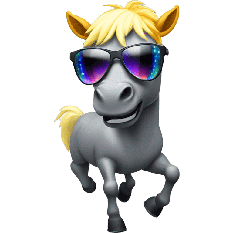 horse with sunglasses dancing with rave lights emoji