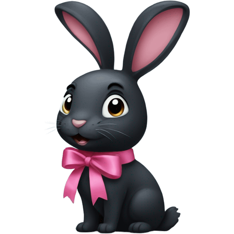 black bunny with ribbo emoji