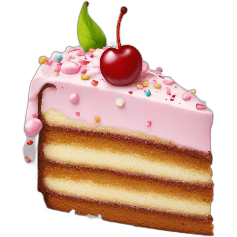 Cake slice with cherry and sprinkles  emoji