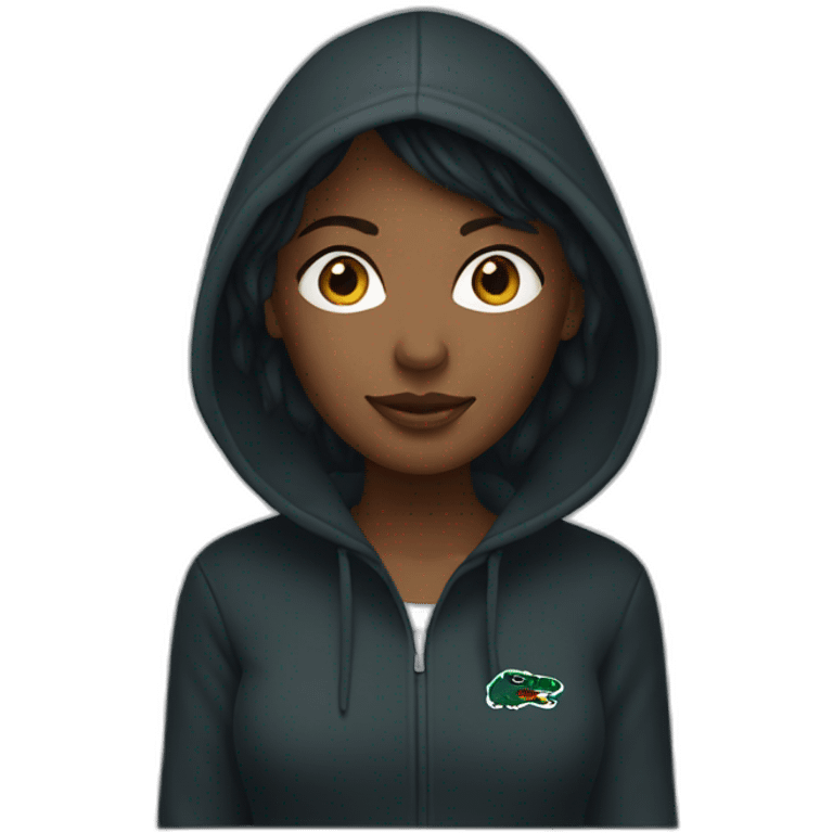 Black ladie using lacoste hoodie emoji