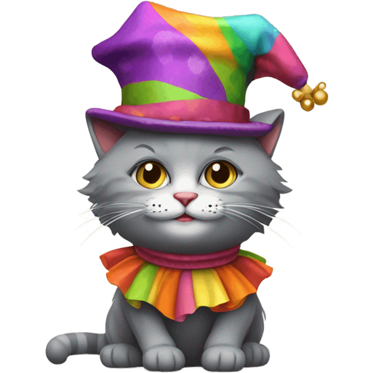 Grey Cat as a jester  emoji