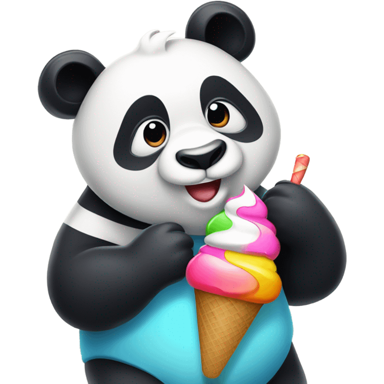 Panda eating ice cream emoji