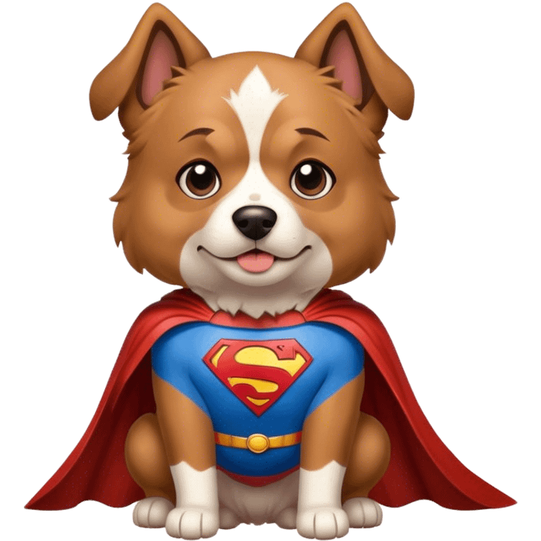 Un chien qui vole avec le déguisement de Superman emoji