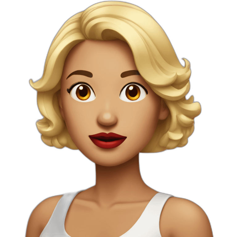 mujer de cabello corto con labios rojos emoji