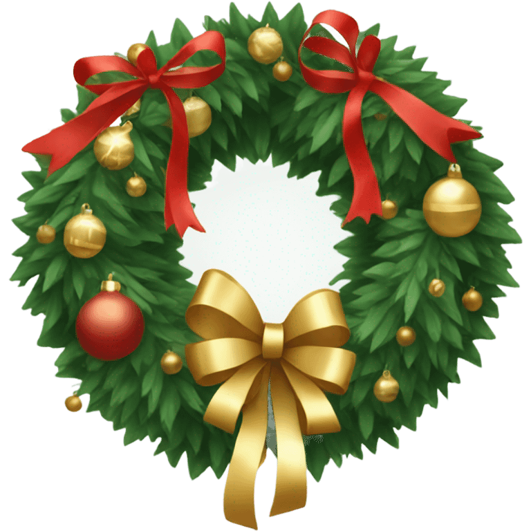 Christmas wreath with gold bow emoji