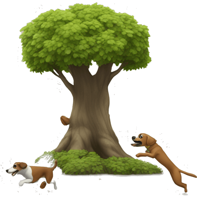 tree chasing dogs emoji