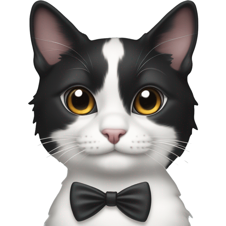 Cute black and white harlequin tuxedo cat  emoji