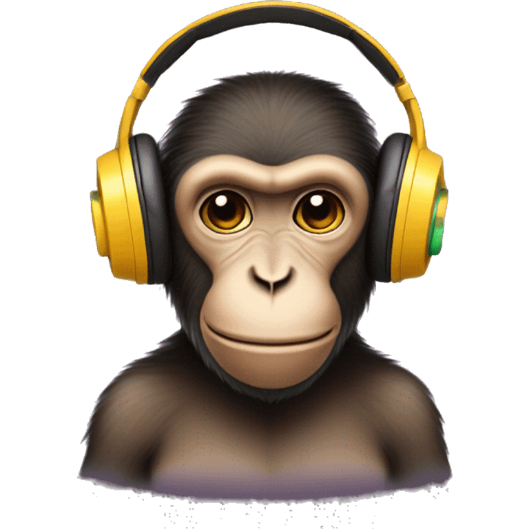 Monkey listening to music with headphones in emoji