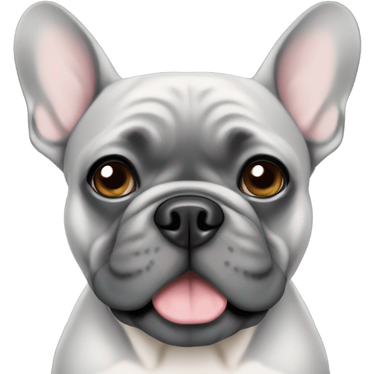 Gray French bulldog with gray eyes emoji