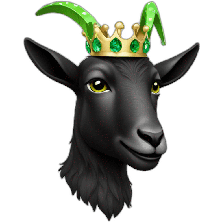 goat with diamond crown, colors black with dots greens emoji