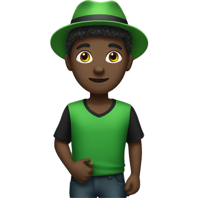 african guy with a green hat and a black shirt emoji