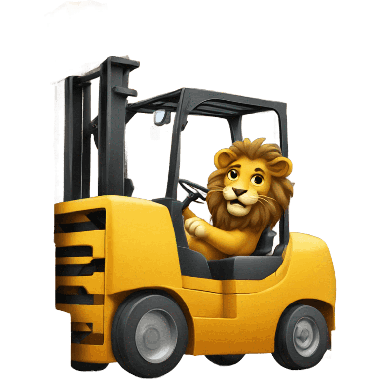 Lion driving a forklift emoji