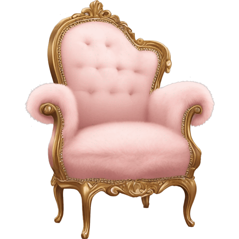 vintage pale pink rococo chair with fur throw blanket emoji