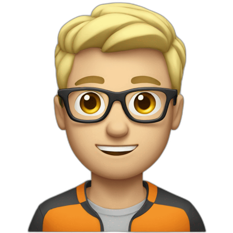 Skinny blonde guy in glasses lifting weights emoji