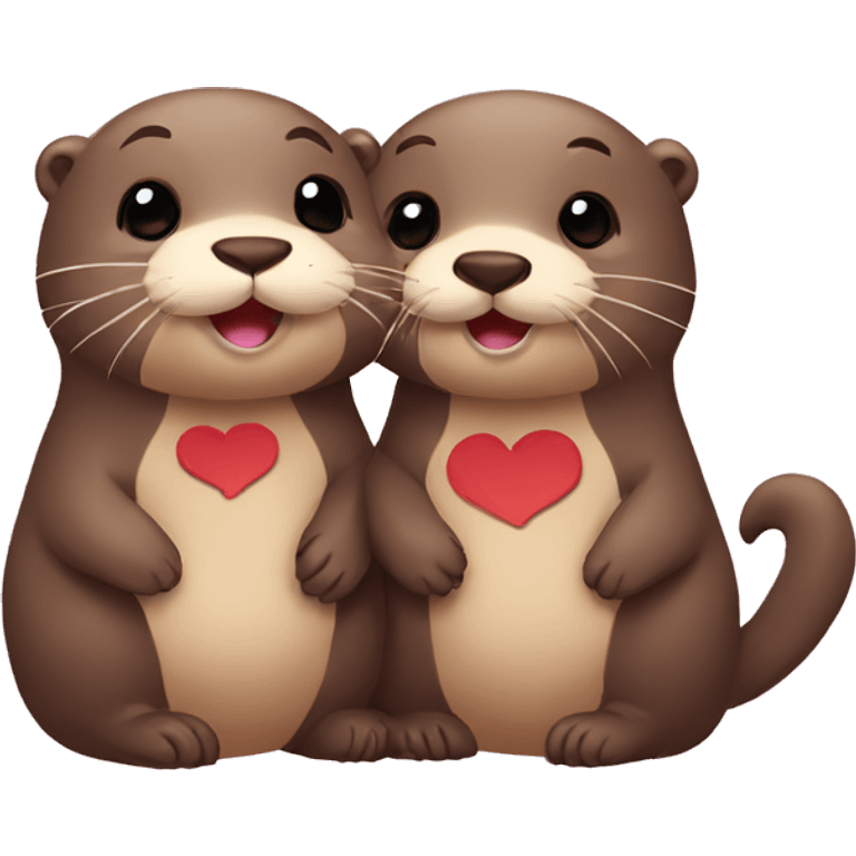 otter couple love with heart emoji