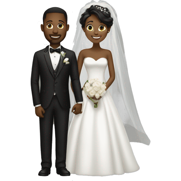 Black bride white groom emoji