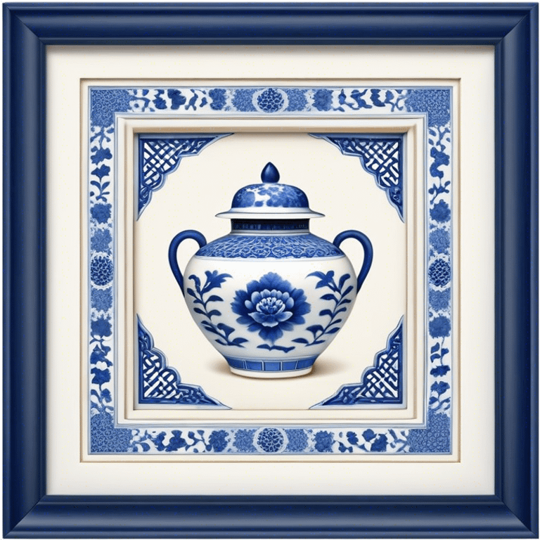 Cinematic Realistic image of exquisite blue and white porcelain, rendered with delicate, intricate patterns and fine textures, showcased against a classic Chinese backdrop with soft, refined lighting emoji