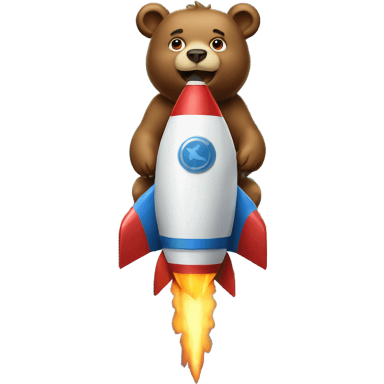 Bear riding a rocket emoji