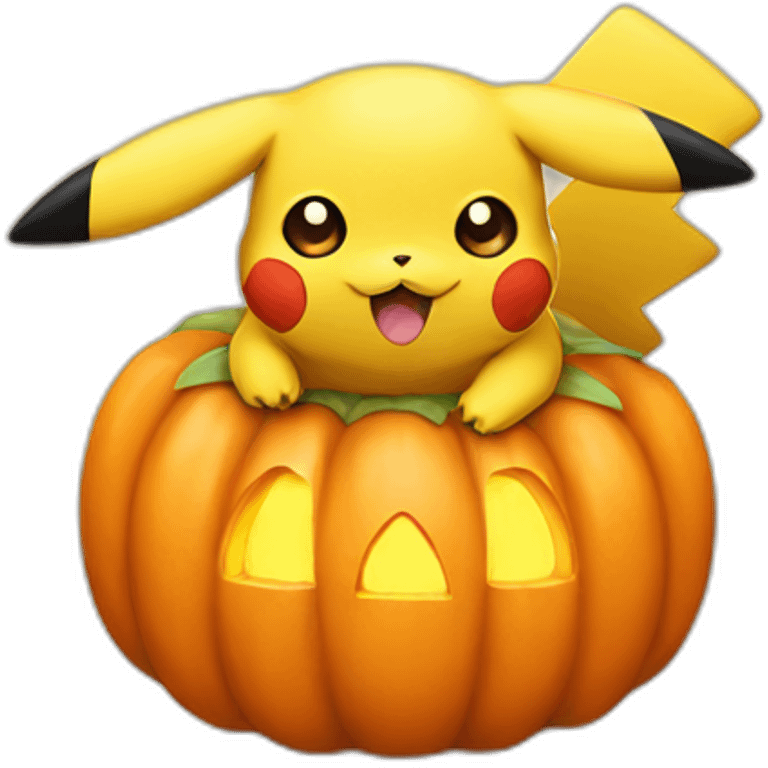 Pikachu holding a pumpkin emoji