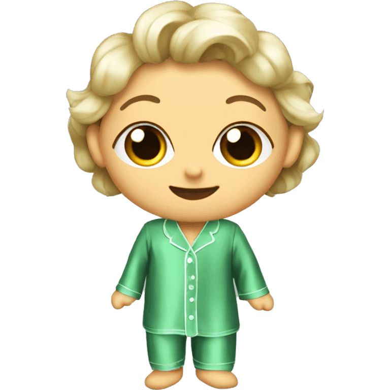 green silk pyjamas set emoji