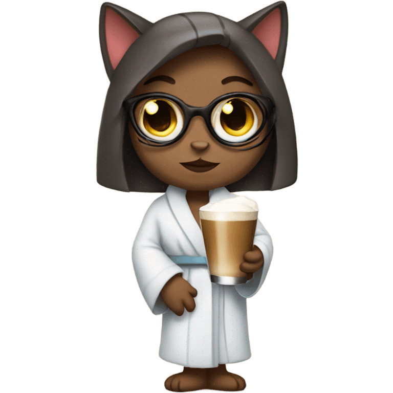 Girl cat wearing a robe holding an espresso martini  emoji