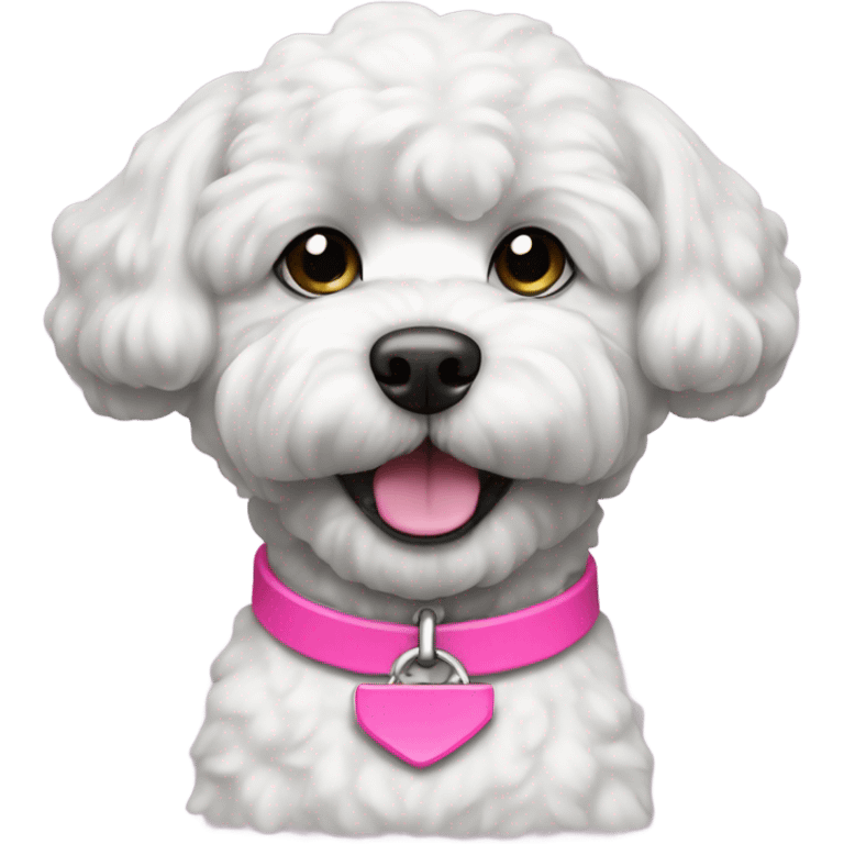 BLACK bichon dog with a pink collar emoji