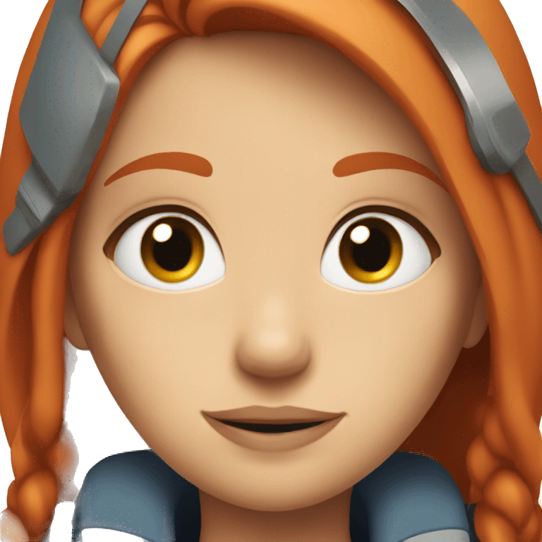 girl with straight red hair and blue eyes in helicopter emoji