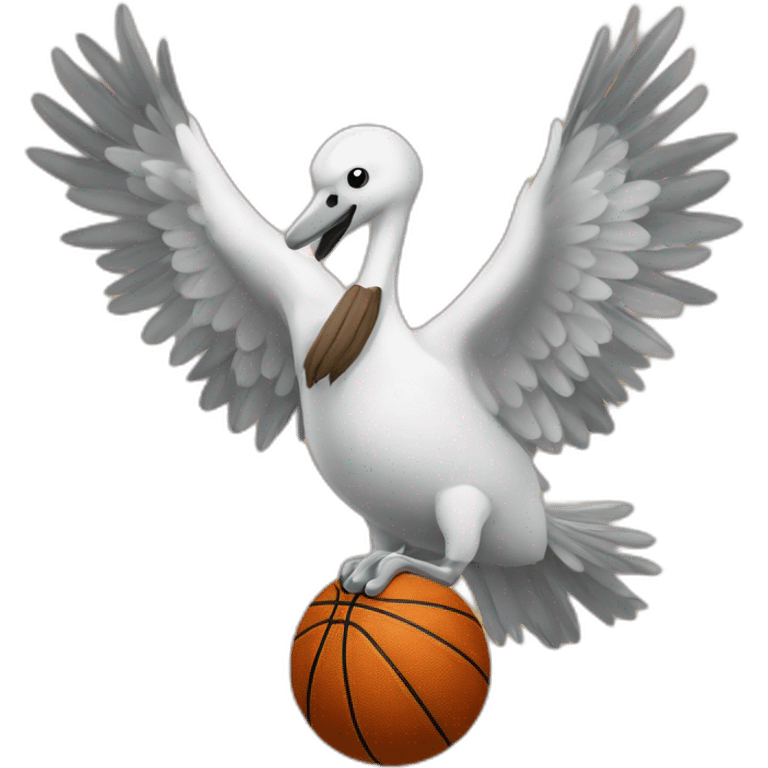 Cigogne qui fzit du basket-ball emoji