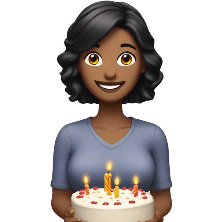 White woman with straight black hair celebrating her birthday  emoji